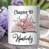 40th Birthday Pink Flowers Book Personalized Mug, Chapter 40 Gift With Custom Name