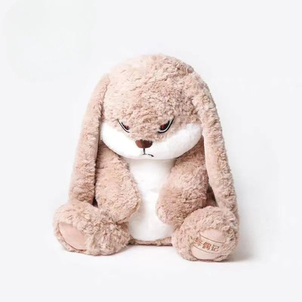 42cm Plush Angry Rabbit Soft Toy Cute Curly Hair Bunny Cushion for Kids and Room Decor