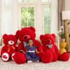 47-Inch Giant Red Teddy Bear Plush Toy Soft and Fluffy Stuffed Animal for Gifts