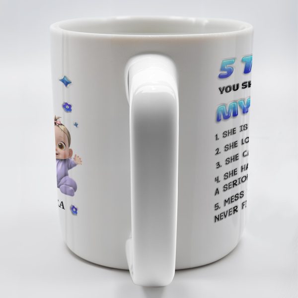 5 Things You Should Know About My Grandma, Cartoon Grandma And Baby - Personalized Custom Coffee Mug - GRM068_MG