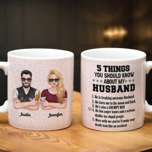 5 Things You Should Know About My Husband, Couple Gift, Personalized Mug, Drinking Couple Mug, Gift For Him