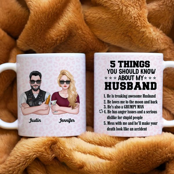 5 Things You Should Know About My Husband, Couple Gift, Personalized Mug, Drinking Couple Mug, Gift For Him