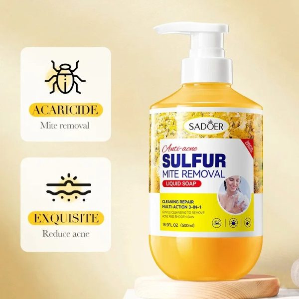 500Ml Deep Cleansing Sulfur Body Wash Mite Removal & Skin Treatment