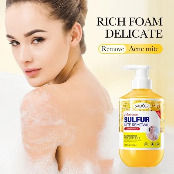 500Ml Deep Cleansing Sulfur Body Wash Mite Removal & Skin Treatment