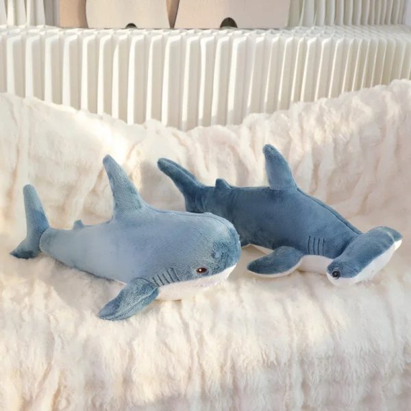 55cm Blue Shark Plush Toy - Soft Cartoon Marine Animal Hug Pillow