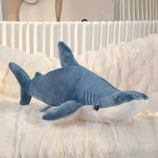 55cm Blue Shark Plush Toy - Soft Cartoon Marine Animal Hug Pillow