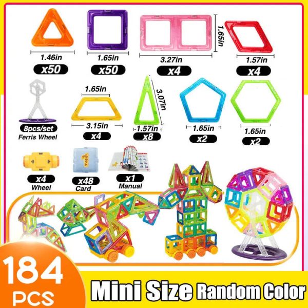 64-184Pcs Kids Magnetic Building Blocks
