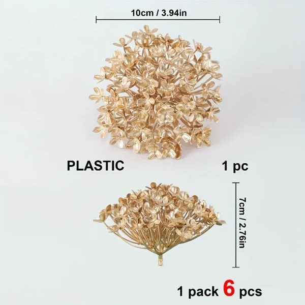 6pcs Gold Dried Hydrangea Flowers Luxury Artificial Decor for Home and Events