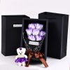 7-Head Rose Bouquet with Little Bear Gift Box Handmade Artificial Flowers for Valentine's Day and Special Occasions