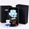 7-Head Rose Bouquet with Little Bear Gift Box Handmade Artificial Flowers for Valentine's Day and Special Occasions