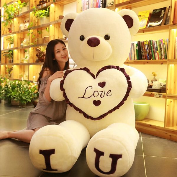 80/100cm I Love You Teddy Bear Plush – Large Soft Stuffed Toy for Kids, Girlfriend, or Valentine’s Day