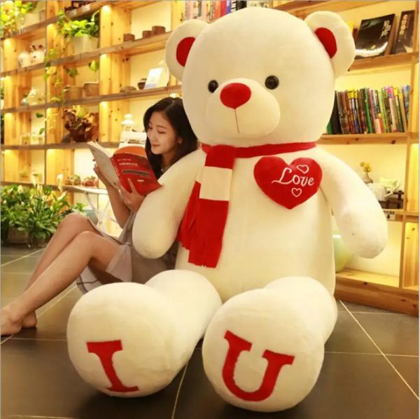 80/100cm I Love You Teddy Bear Plush – Large Soft Stuffed Toy for Kids, Girlfriend, or Valentine’s Day
