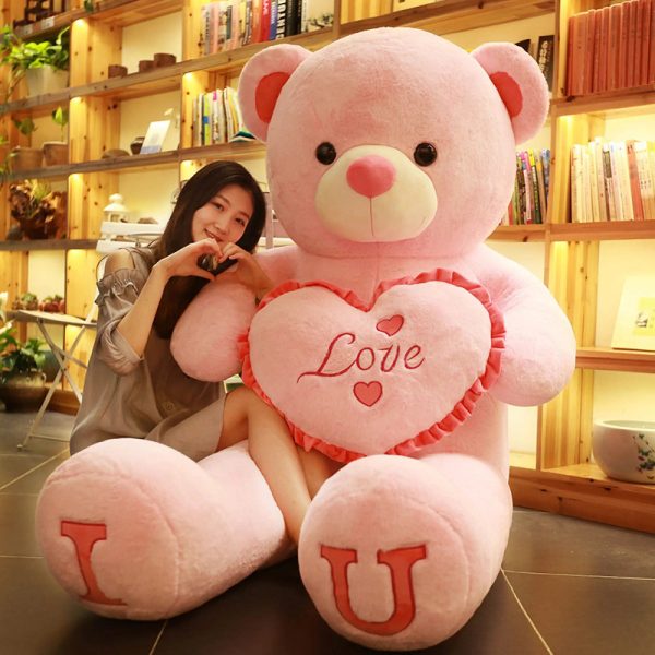 80/100cm I Love You Teddy Bear Plush – Large Soft Stuffed Toy for Kids, Girlfriend, or Valentine’s Day