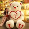 80/100cm I Love You Teddy Bear Plush – Large Soft Stuffed Toy for Kids, Girlfriend, or Valentine’s Day