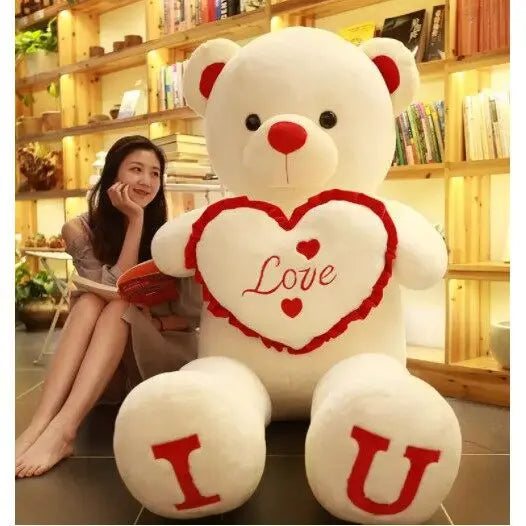 80/100cm I Love You Teddy Bear Plush – Large Soft Stuffed Toy for Kids, Girlfriend, or Valentine’s Day