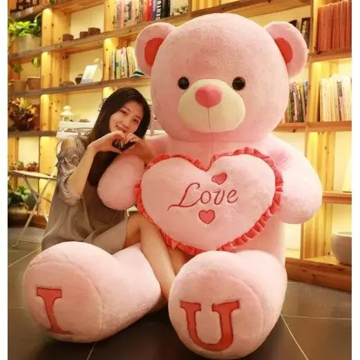 80/100cm I Love You Teddy Bear Plush – Large Soft Stuffed Toy for Kids, Girlfriend, or Valentine’s Day