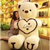 80/100cm I Love You Teddy Bear Plush – Large Soft Stuffed Toy for Kids, Girlfriend, or Valentine’s Day