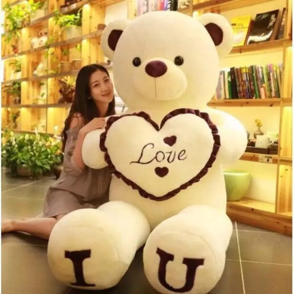 80/100cm I Love You Teddy Bear Plush – Large Soft Stuffed Toy for Kids, Girlfriend, or Valentine’s Day