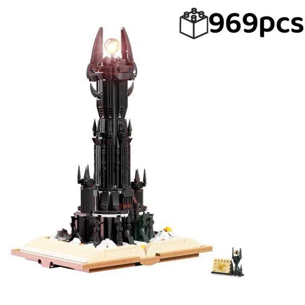966PCS Black Tower Magic Book Building Blocks