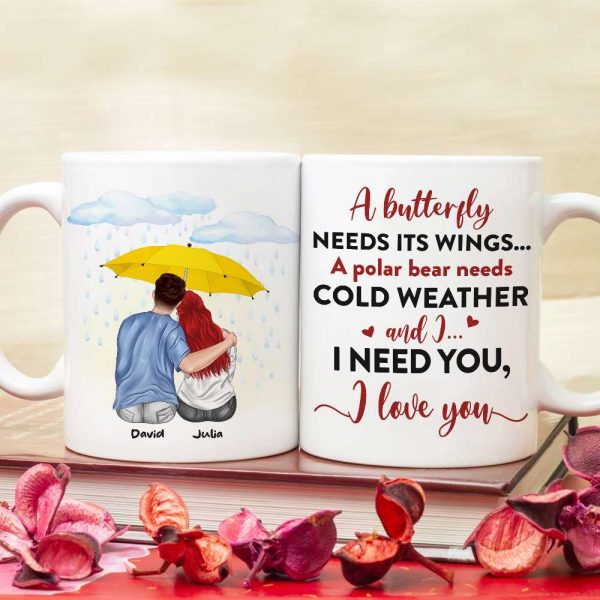 A Butterfly Needs Its Wings I Need You Personalized Couple Mug, Gift For Couple