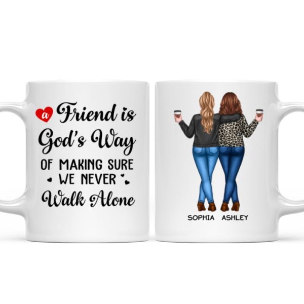 A Friend Is God's Way Besties Best Friend Gift Cup, Friendship Personalized Mug