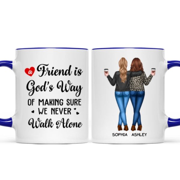 A Friend Is God's Way Besties Best Friend Gift Cup, Friendship Personalized Mug