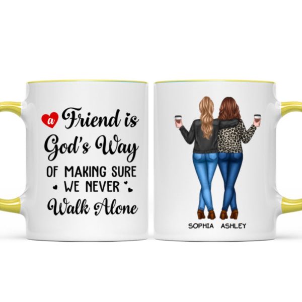 A Friend Is God's Way Besties Best Friend Gift Cup, Friendship Personalized Mug