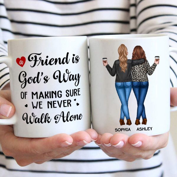 A Friend Is God's Way Besties Best Friend Gift Cup, Friendship Personalized Mug