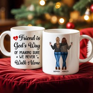 A Friend Is God's Way Besties Best Friend Gift Cup, Friendship Personalized Mug