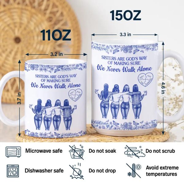 A Friend Is God's Way Of Making Sure We Never Walk Alone Toile - Personalized White Edge-to-Edge Mug