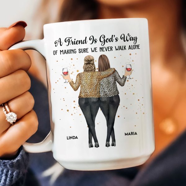 A Friend Is God's Way Personalized White Ceramic Mug for Best Friends