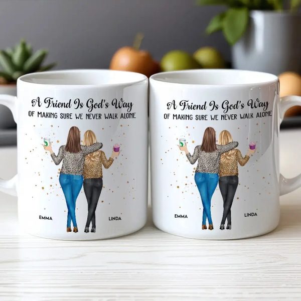 A Friend Is God's Way Personalized White Ceramic Mug for Best Friends