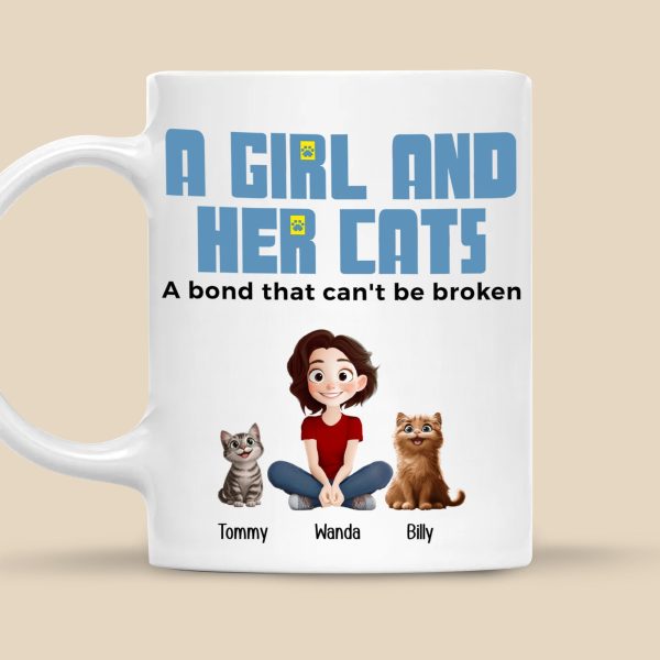 A Girl And Her Cats Cartoon Pet - Personalized Mug - Gift for Pet Owners, Pet Lovers, Cat Mom | CLP15 NH96