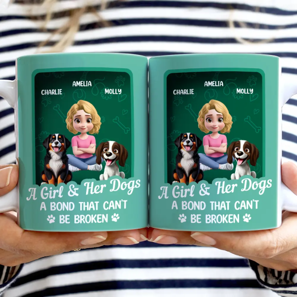 A Girl And Her Dog A Bond That Can't Be Broken Toy Box - Personalized White Edge-to-Edge Mug