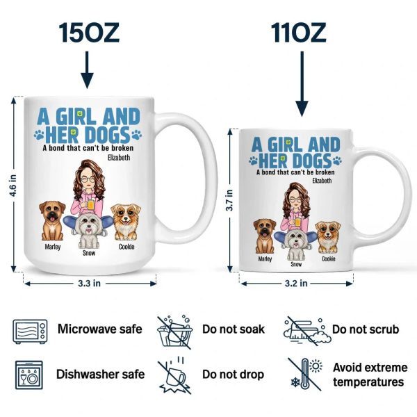 A Girl And Her Dogs A Bond That Can't Be Broken - Personalized Mug
