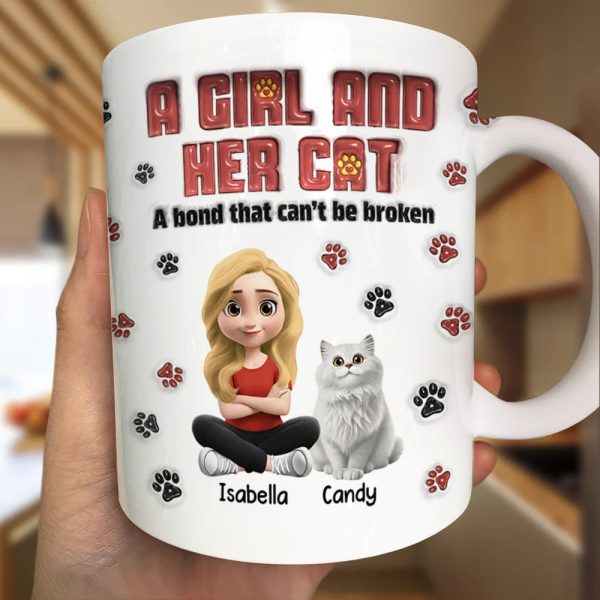 A Girl And Her Fur Babies - 3D Inflated Effect Printed, Personalized Mug