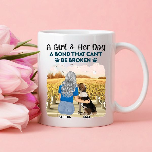 A Girl & Her Dog - A Bond That Can't Be Broken, Custom Ceramic Mug, Perfect Gift for Dog Lovers - Personalized Mug Ideal Gift Choice!