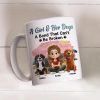 A Girl & Her Dog Ceramic Mug, Personalized Keepsake Gift for Dog Moms, Cute Sunset Illustration for Cozy Coffee