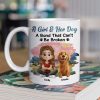 A Girl & Her Dog Ceramic Mug, Personalized Keepsake Gift for Dog Moms, Cute Sunset Illustration for Cozy Coffee