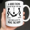 A Good Friend Will Help Move Your Couch, Stick Figures Design - Personalized Custom Coffee Mug - BST505_MG