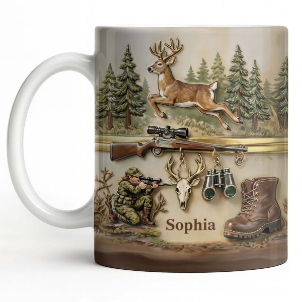 A Hunter's Passion With Deer And Rifle - Personalized Custom Coffee Mug - HTG010_MG