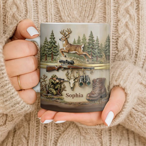 A Hunter's Passion With Deer And Rifle - Personalized Custom Coffee Mug - HTG010_MG