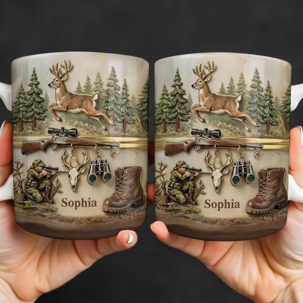A Hunter's Passion With Deer And Rifle - Personalized Custom Coffee Mug - HTG010_MG