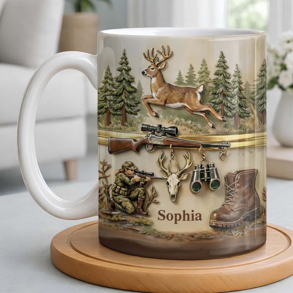 A Hunter's Passion With Deer And Rifle - Personalized Custom Coffee Mug - HTG010_MG
