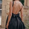 A-line Low Open Back Bow Mini Dress