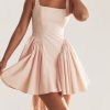 A-line Low Open Back Bow Mini Dress