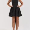 A-line Low Open Back Bow Mini Dress