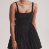 A-line Low Open Back Bow Mini Dress