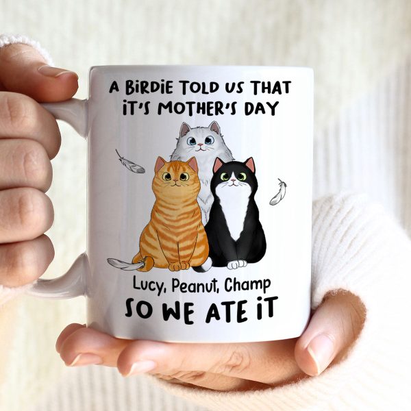 A Little Birdie Told Me Cute Cartoon Cats Personalized Mug, Perfect 2025 Gift For Cat Mom