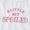 A Little Bit Spoiled White Graphic Crop Top